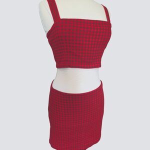 Gingham Plaid CropTop & Skirt Set, Forever 21 - L